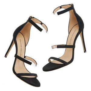 Frontline 75 Tamara Mellon Black Suede Heels Pumps